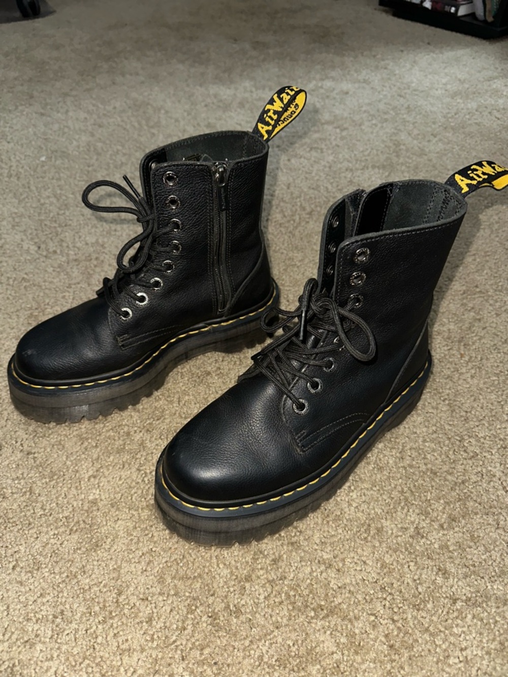 Dr. Martens Jadon III Pisa Leather Platform Boots Black Size US 8 - Picture 4 of 9